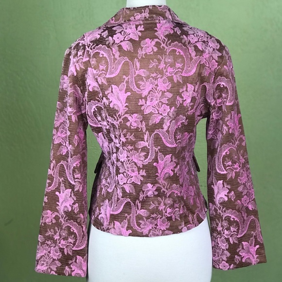 LUCY LOVE Caroline Jacket in Brown and Pink Damask Women medium Jacquard Jacket - Picture 3 of 8